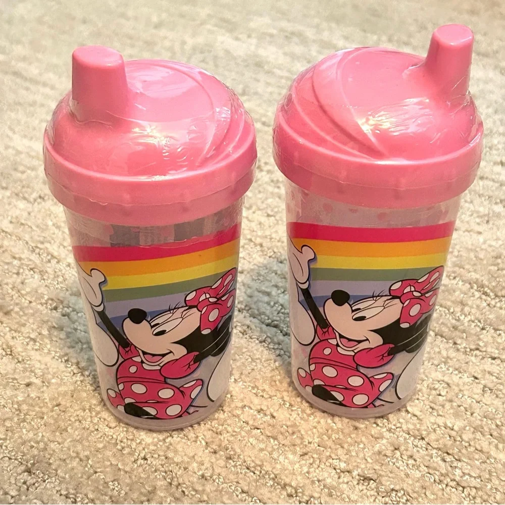 Disney Baby Minnie Mouse 3 PK Bib Set and 2 Sippie 10oz. Cups. NWT